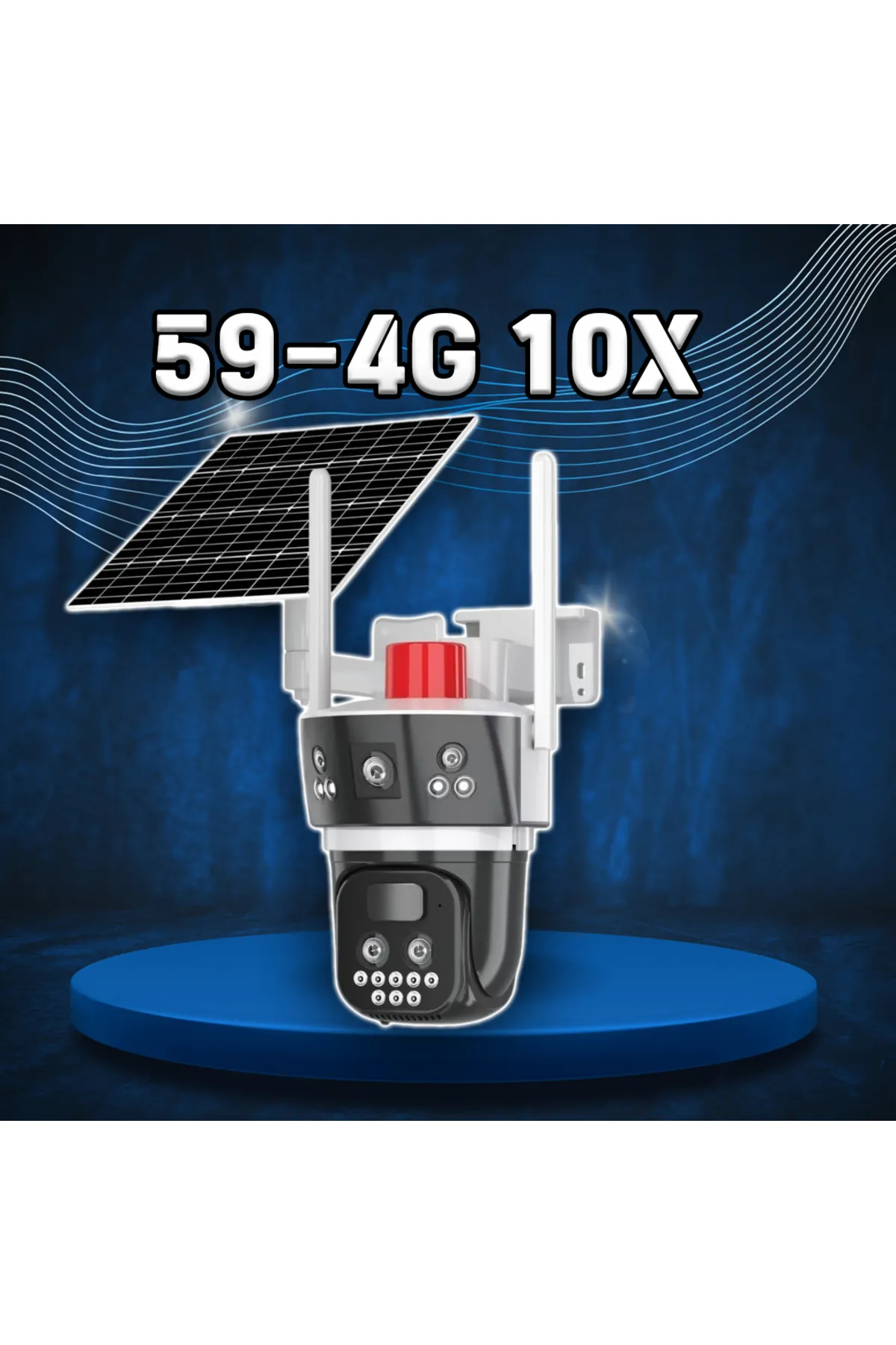 59G 4G Güneş Enerjili Sim Kartlı 10x Optik Zoom 4+4 MP Solar Güvenlik Kamerası, 360 Derece Açı
